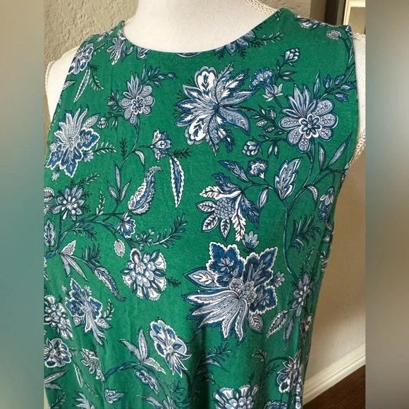 LOFT Green and blue Sleeveless swing Sundress - Picture 2 of 4